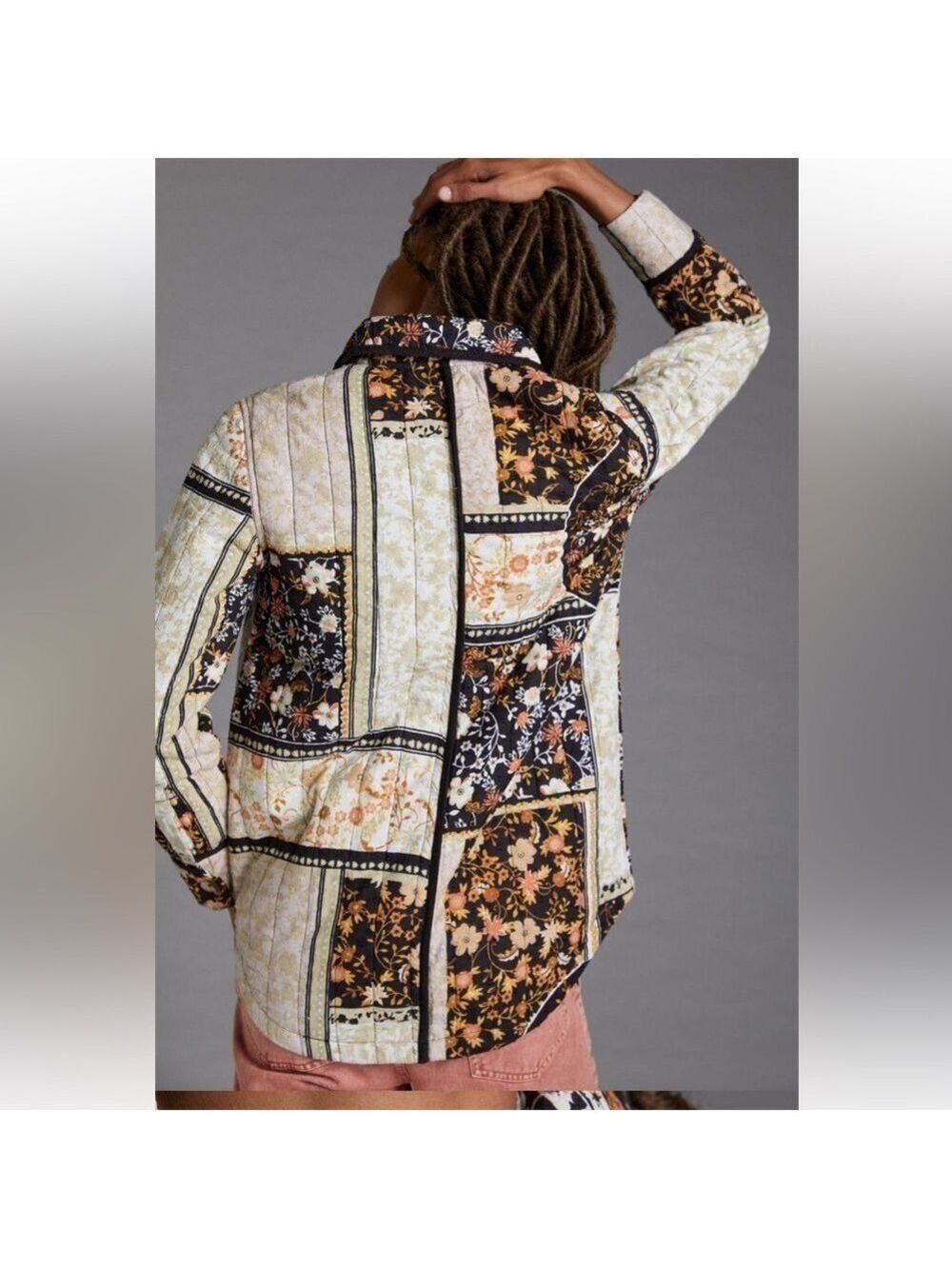 Anthropologie Jacket Patchwork Quilted Jacket Floral Boho Coat Size S - Picture 2 of 14